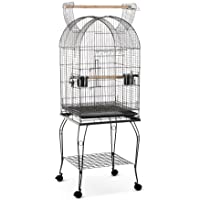 IKAYAA Jaula de Metal Casa para pájaros en Movimiento para Pocjaro Mascotas con Tazon de Acero Inoxidable + Ruedas…